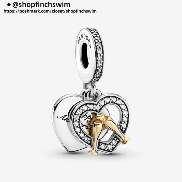 Pandora Two-tone Happy Anniversary Dangle Charm - Picture 1 of 4